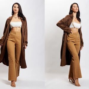 NWT MESHKI Cindy Flare Pants Camel Tan High Waisted Small